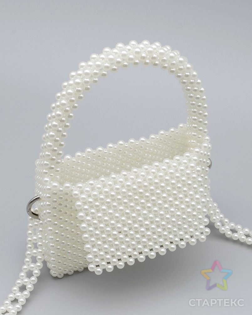 Набор для плетения сумки из бусин 8 мм белый жемчуг, Astra&Craft арт. АРС-59065-1-АРС0001293839 5