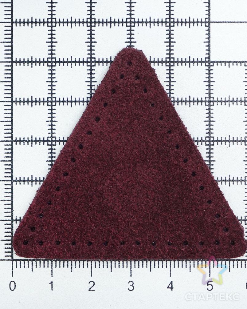 59116 Заплатки пришивные из замши, треугольник равносторонний 6см с перфорацией, 2шт/упак, 100% кожа (31 бордовый) арт. АРС-59767-1-АРС0001294499 3