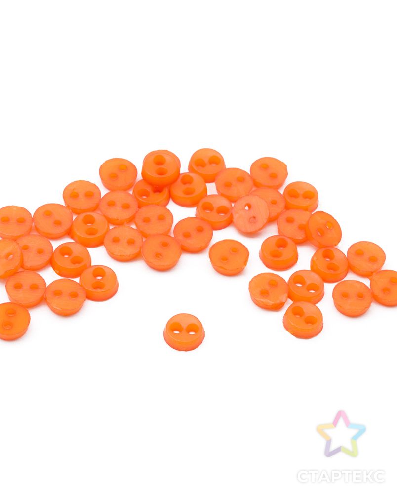 Пуговицы 'Мини' на 2 прокола, 4мм, уп.40шт. +/- 2 шт. (пластик), цв. Оранжевый арт. АРС-59585-1-АРС0001294885 2