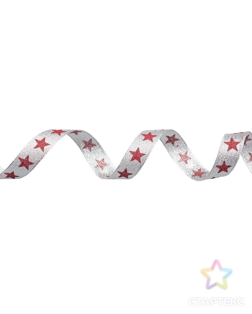 Декоративная лента 'Звезды' DM-007 ш.1,5см (серебро/красный) арт. АРС-3317-1-АРС0001069359