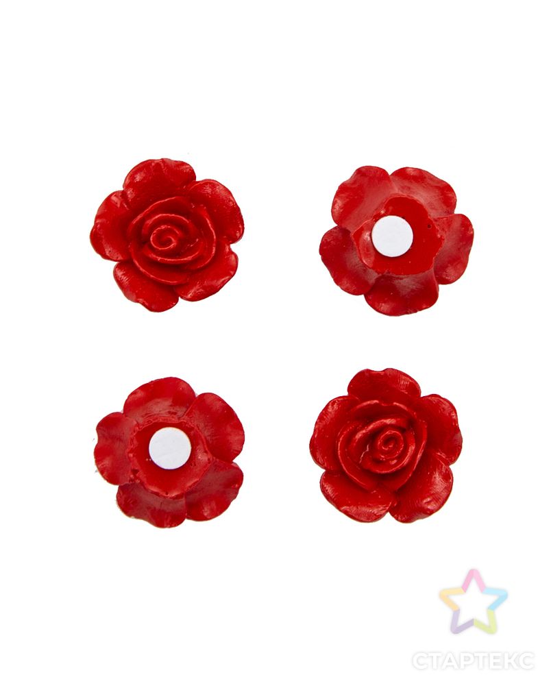 LR15-4627 Объемные фигурки 'Роза' (полимер), красный, 3*3 см, упак./4 шт., 'Астра' арт. АРС-3485-1-АРС0001073126 2
