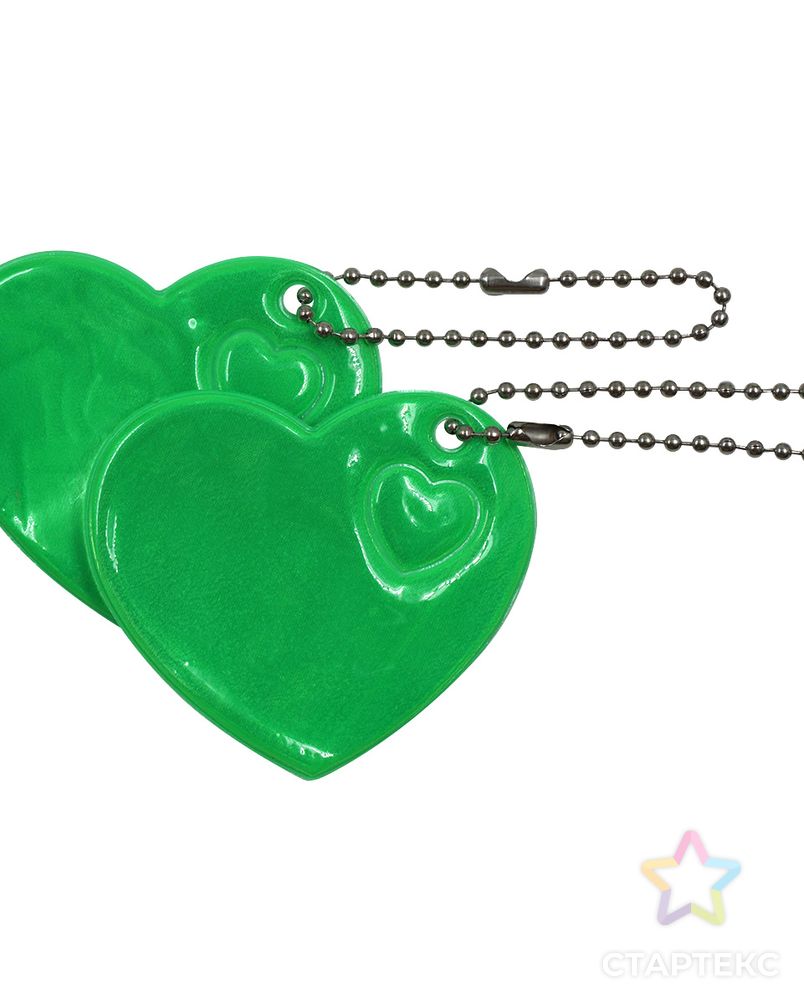 Светоотражающая подвеска 'Сердце', 6 см, упак./2 шт. (зеленый) арт. АРС-4721-1-АРС0001092625 2