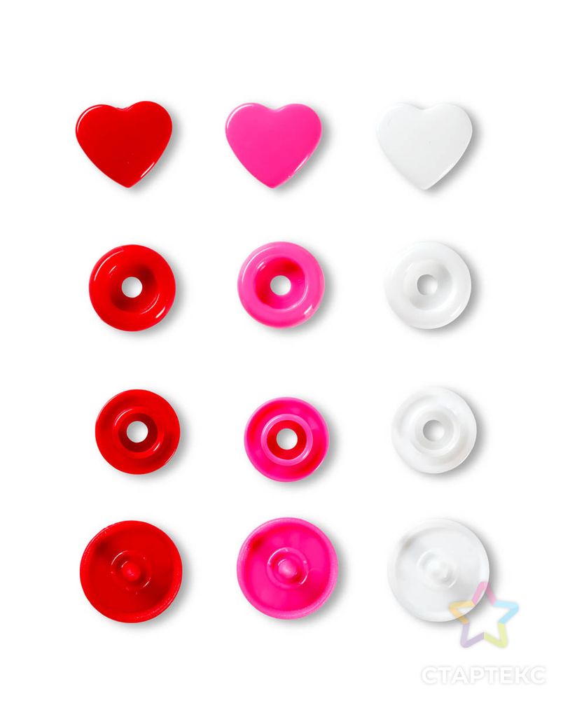 393031 Kнопки 'Сердце' Color Snaps Prym Love, красный/белый/розовый д.1,2см арт. АРС-5220-1-АРС0001102587