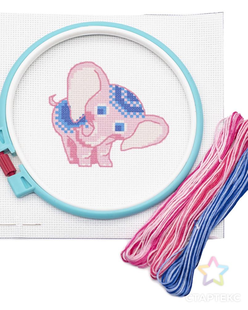 220 Набор для вышивания Hobby & Pro Kids 'Розовый слоненок' 19*19см арт. АРС-6516-1-АРС0001119957 3
