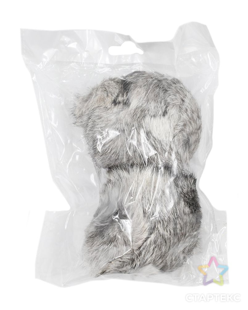 Помпон из натурального меха (кролик), d-10см, 2шт/упак (A бело-серый) арт. АРС-8754-1-АРС0001155132 3