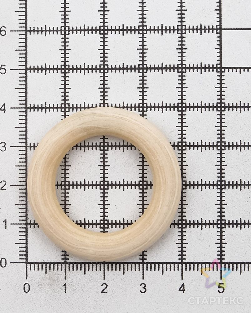 Бусины деревянные неокрашенные кольцо 40 мм, 4шт арт. АРС-9230-1-АРС0001164221 3