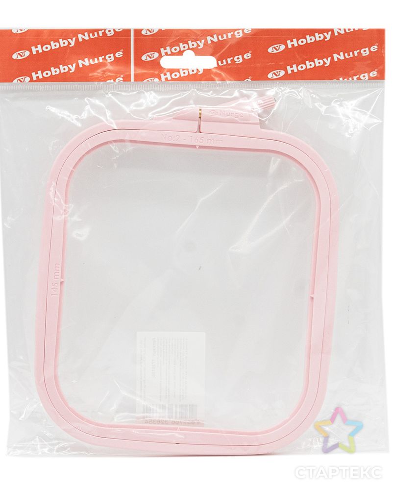 170-12 Пяльцы пластиковые квадратные с винтом 14,5*16,5см, цветные, Nurge Hobby (розовый) арт. АРС-40119-1-АРС0001263944 4