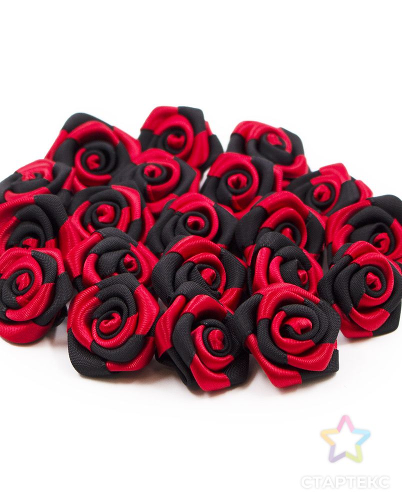 Цветы пришивные двухцветные 'Роза' 2,5 см (250/030 красный/черный) арт. АРС-40335-1-АРС0001268090 3