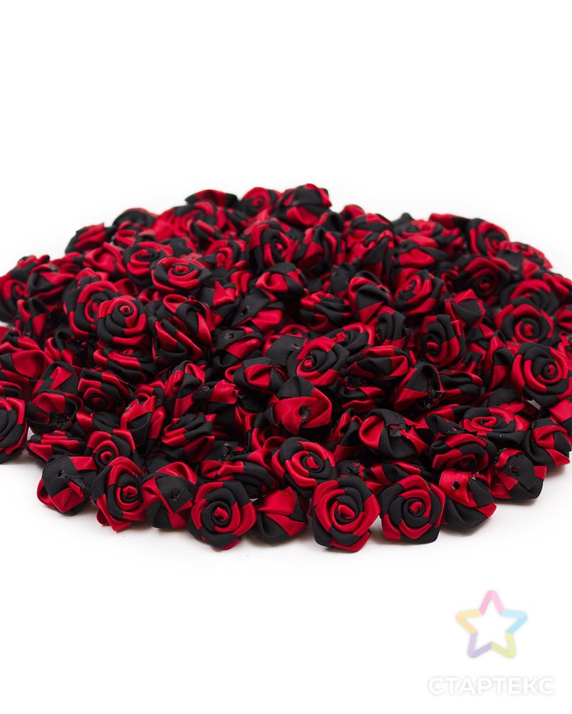Цветы пришивные двухцветные 'Роза' 2,5 см (250/030 красный/черный) арт. АРС-40335-1-АРС0001268090 4