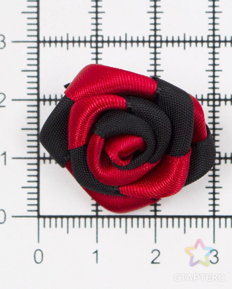 Цветы пришивные двухцветные 'Роза' 2,5 см (250/030 красный/черный) арт. АРС-40335-1-АРС0001268090 5