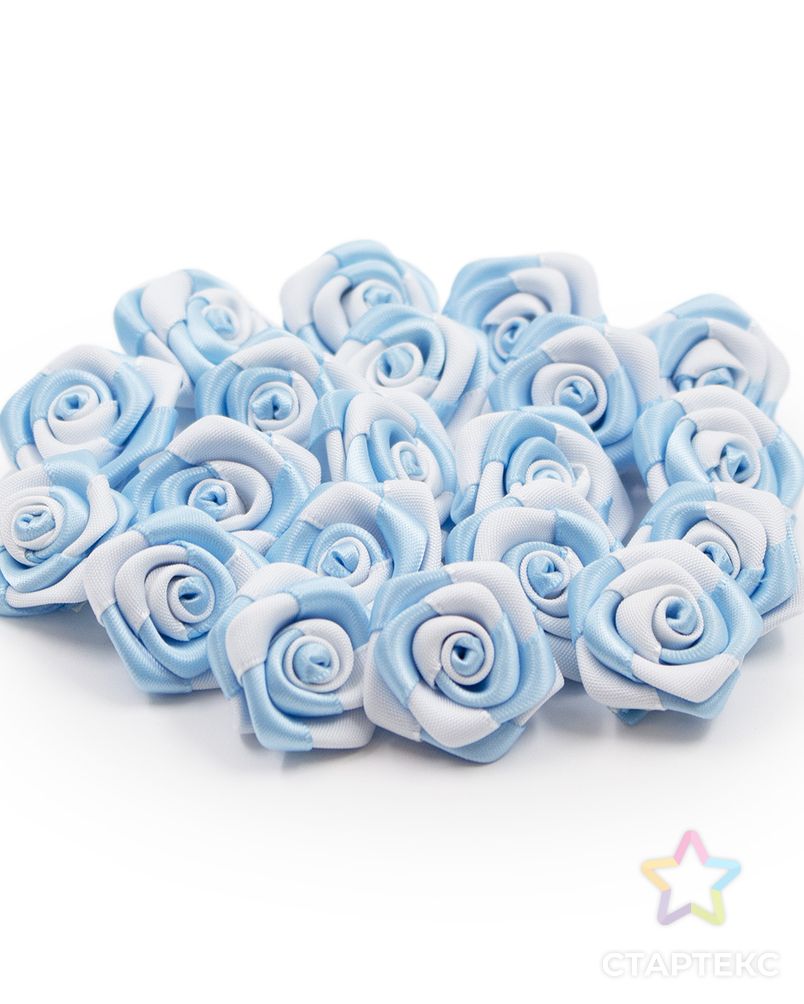 Цветы пришивные двухцветные 'Роза' 2,5 см (311/029 св.голубой/белый) арт. АРС-40336-1-АРС0001268091 3