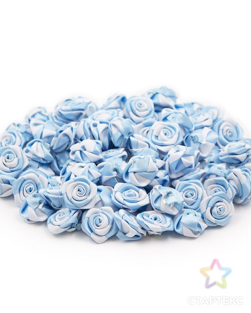 Цветы пришивные двухцветные 'Роза' 2,5 см (311/029 св.голубой/белый) арт. АРС-40336-1-АРС0001268091 4