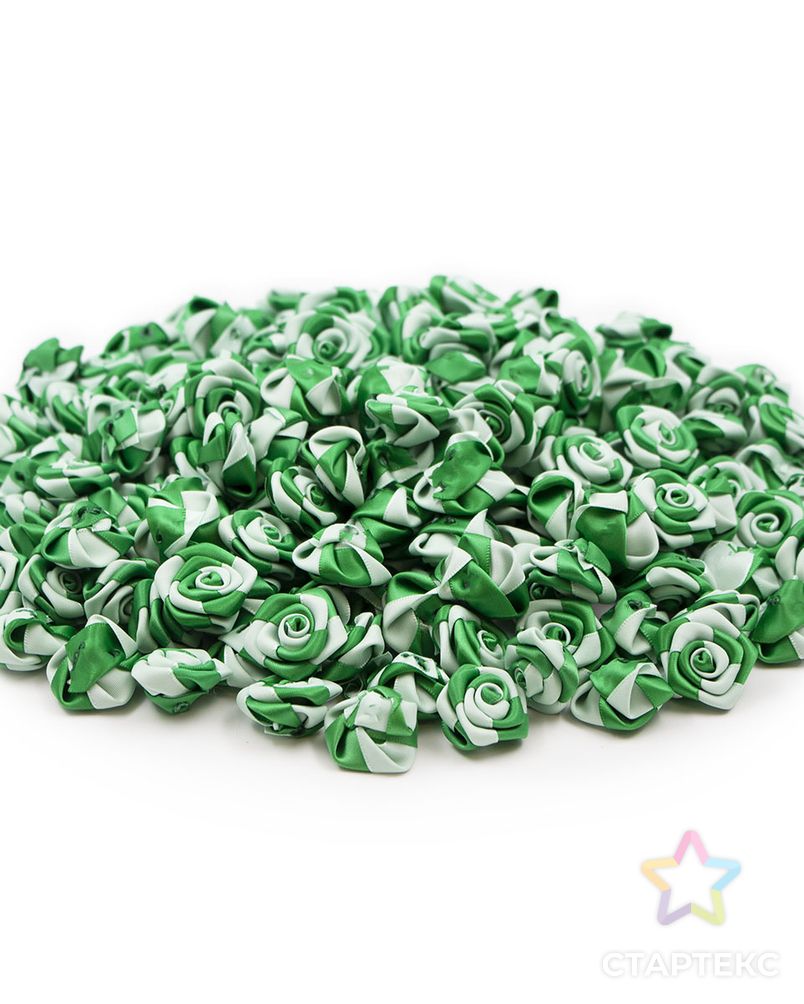 Цветы пришивные двухцветные 'Роза' 2,5 см (552/513 зеленый/св.зеленый) арт. АРС-40337-1-АРС0001268092 2