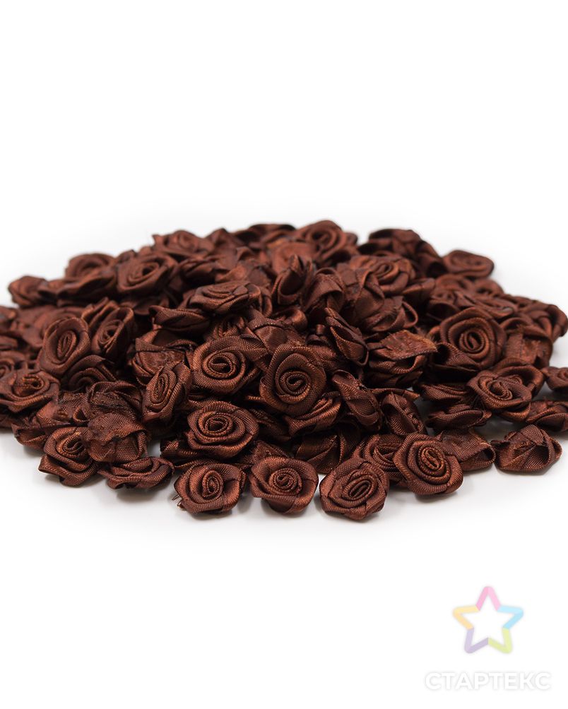 Цветы пришивные атласные 'Роза' 1,9 см (коричневый) арт. АРС-42223-1-АРС0001268041 2