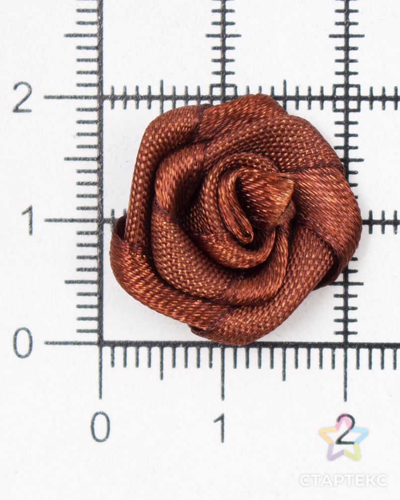 Цветы пришивные атласные 'Роза' 1,9 см (коричневый) арт. АРС-42223-1-АРС0001268041 3