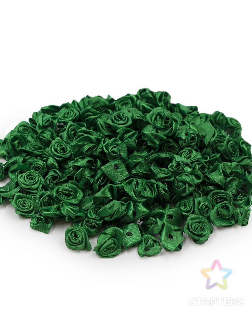 Цветы пришивные атласные 'Роза' 1,9 см (579 зелёный) арт. АРС-42228-1-АРС0001268050 2