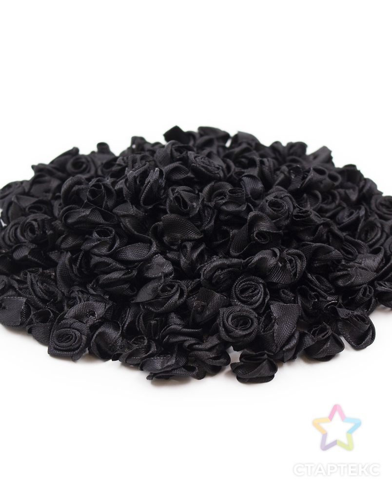 Цветы пришивные атласные 'Роза' 1,5 см (черный) арт. АРС-42232-1-АРС0001268056 2