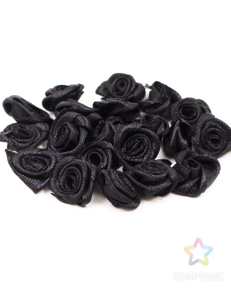 Цветы пришивные атласные 'Роза' 1,5 см (черный) арт. АРС-42232-1-АРС0001268056 4