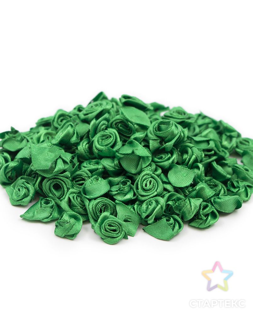 Цветы пришивные атласные 'Роза' 1,5 см (зеленый) арт. АРС-42236-1-АРС0001268063 2