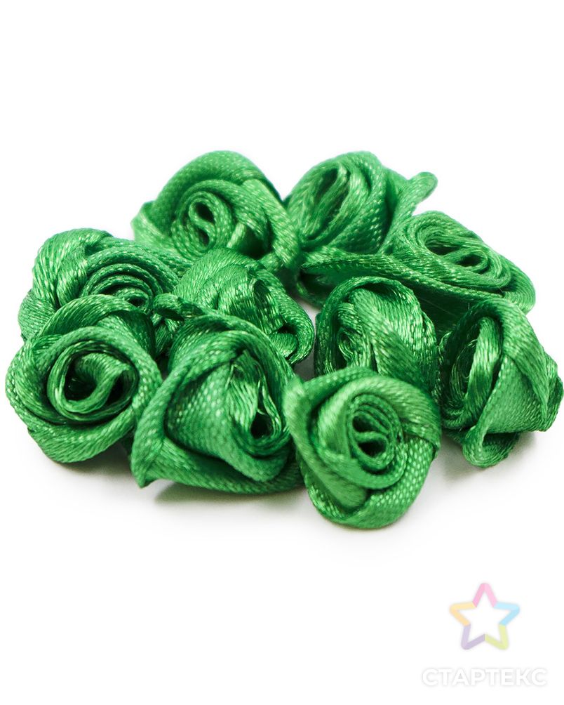 Цветы пришивные атласные 'Роза' 1,5 см (зеленый) арт. АРС-42236-1-АРС0001268063 5
