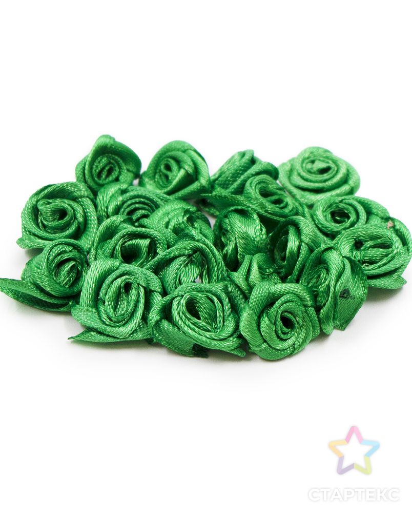 Цветы пришивные атласные 'Роза' 1,5 см (зеленый) арт. АРС-42236-1-АРС0001268063 6