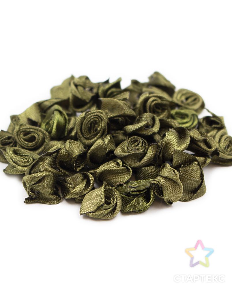 Цветы пришивные атласные 'Роза' 1,5 см (темно-оливковый) арт. АРС-42237-1-АРС0001268064 2