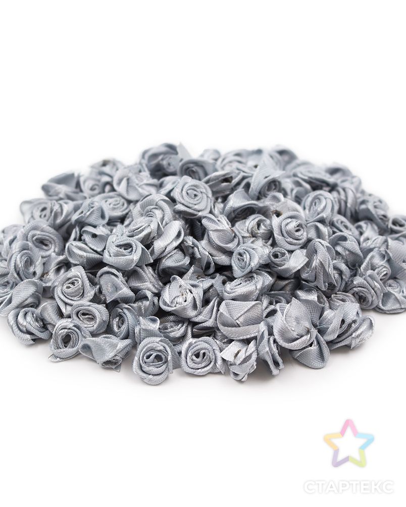 Цветы пришивные атласные 'Роза' 1,5 см (серебристо-серый) арт. АРС-42238-1-АРС0001268065 2