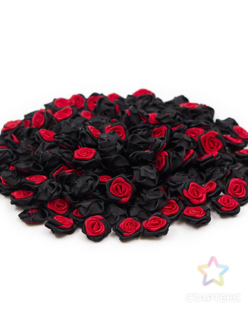 Цветы пришивные двухцветные 'Роза' 1,5 см (250/030 красный/черный) арт. АРС-42245-1-АРС0001268085 2