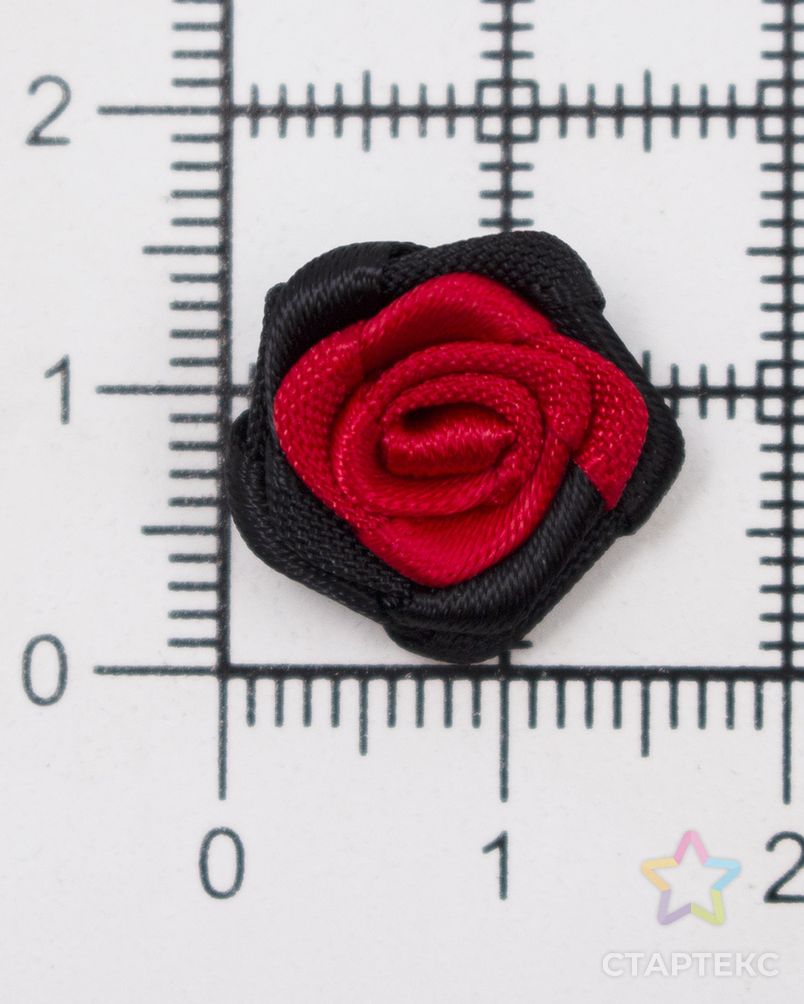 Цветы пришивные двухцветные 'Роза' 1,5 см (250/030 красный/черный) арт. АРС-42245-1-АРС0001268085 3