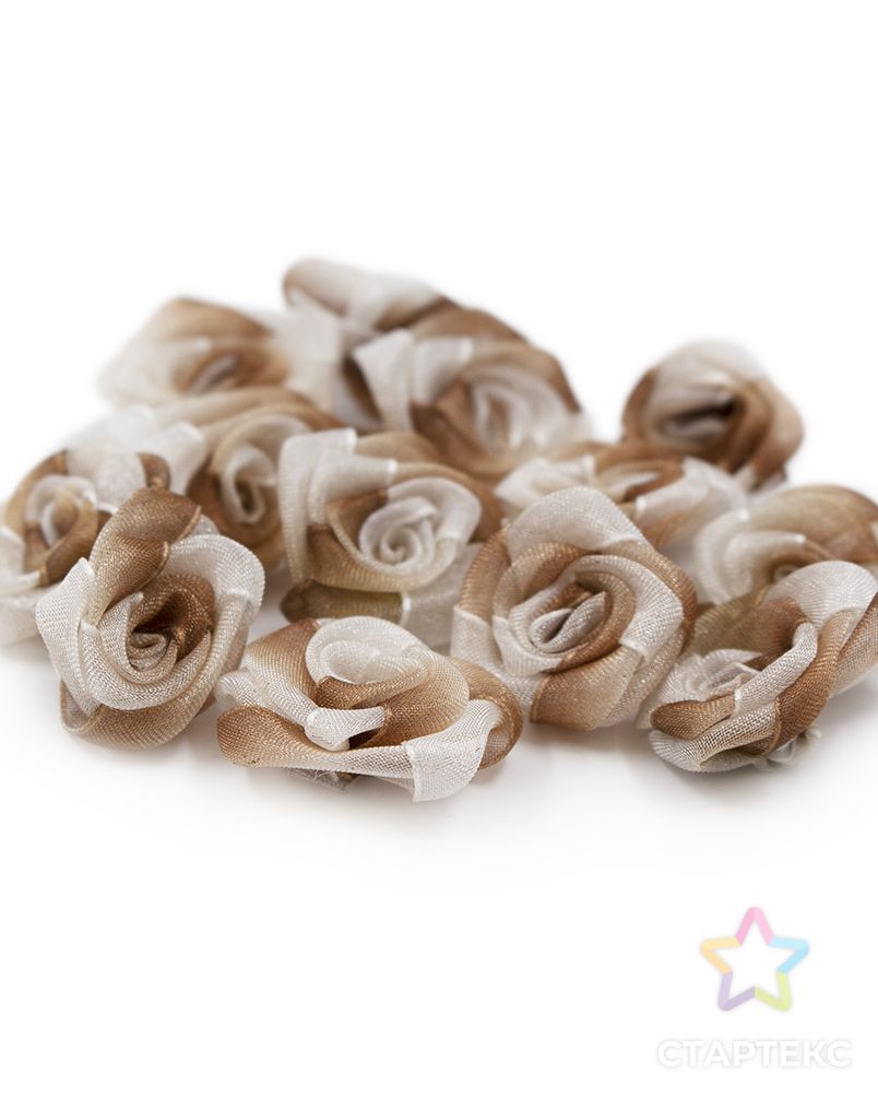 Цветы пришивные органза 'Роза' 2,5 см (коричневый) арт. АРС-42246-1-АРС0001268096 2