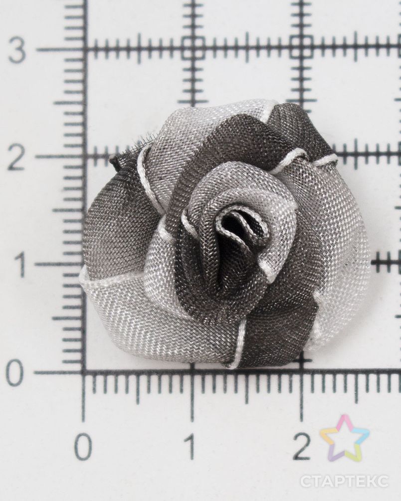 Цветы пришивные органза 'Роза' 2,5 см (серый) арт. АРС-42248-1-АРС0001268098 3