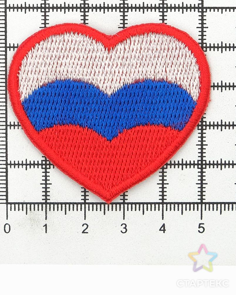 8009 Термоаппликация 'Флаг-сердце', красный, 54*45мм (10 шт) арт. АРС-43417-1-АРС0001277581 3