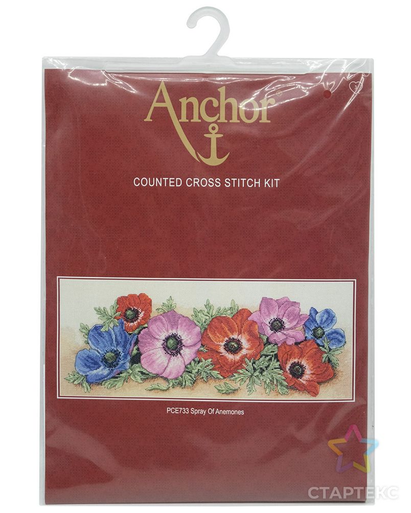 PCE733 Набор для вышивания Anchor 'Композиция с анемонами' 18х47 см арт. АРС-45318-1-АРС0001017533 3
