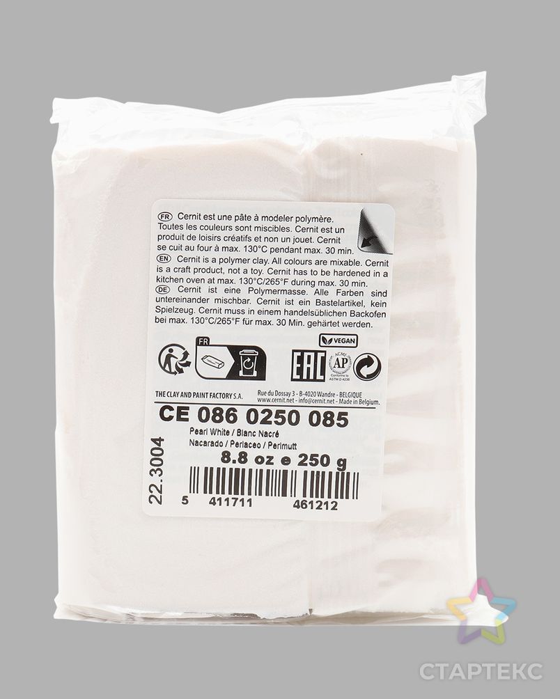 CE0860250 Пластика полимерная запекаемая 'Cernit PEARL' 250 гр (085 жемчужно-белый) арт. АРС-49811-1-АРС0001278677 3