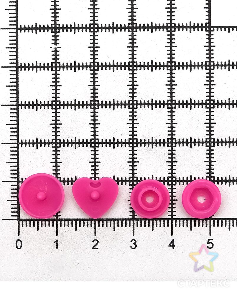 Кнопка трикотажная фигурная 'Сердце' 12,5/10мм пластик (уп.~1000шт) NEW STAR (580 маджента) арт. АРС-51434-1-АРС0001278493 3