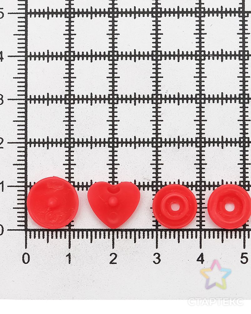 Кнопка трикотажная фигурная 'Сердце' 12,5/10мм пластик (уп.~1000шт) NEW STAR (162 красный) арт. АРС-51435-1-АРС0001278494 3
