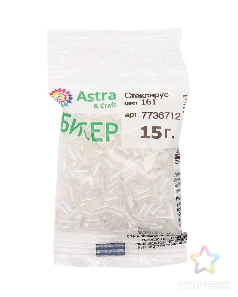 Стеклярус Astra&Craft 5мм, 15г (161 белый) арт. АРС-53222-1-АРС0001277954 3