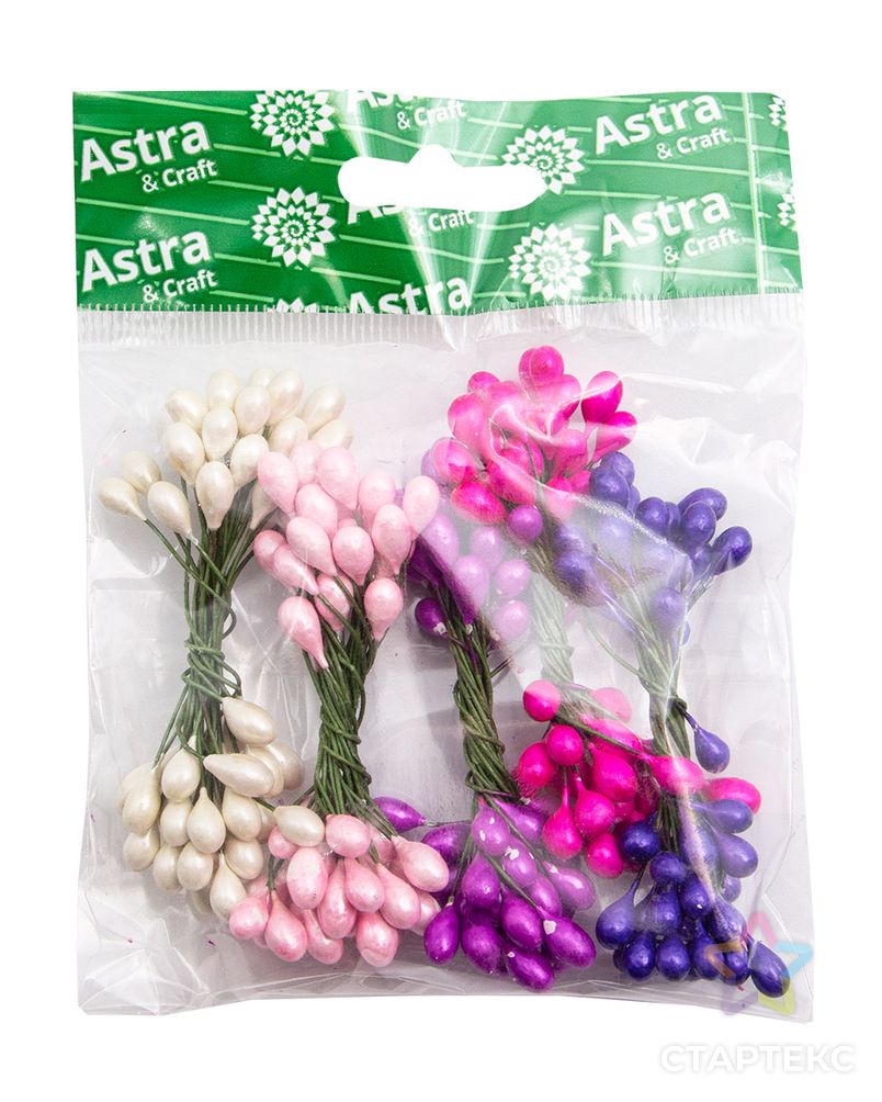 Тычинки для искусственных цветов на проволке 0,5*6см, 50гр +/- 3гр, 5 цветов, розово-фиолетовый микс арт. АРС-54512-1-АРС0001283358 3