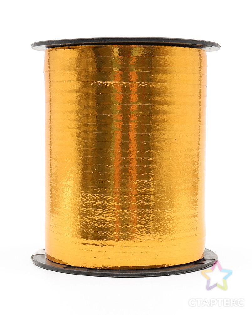 Лента упаковочная металлизированная (для шаров и подарков) 5мм*250м/бобина (золото металлик) арт. АРС-55179-1-АРС0001284001 3