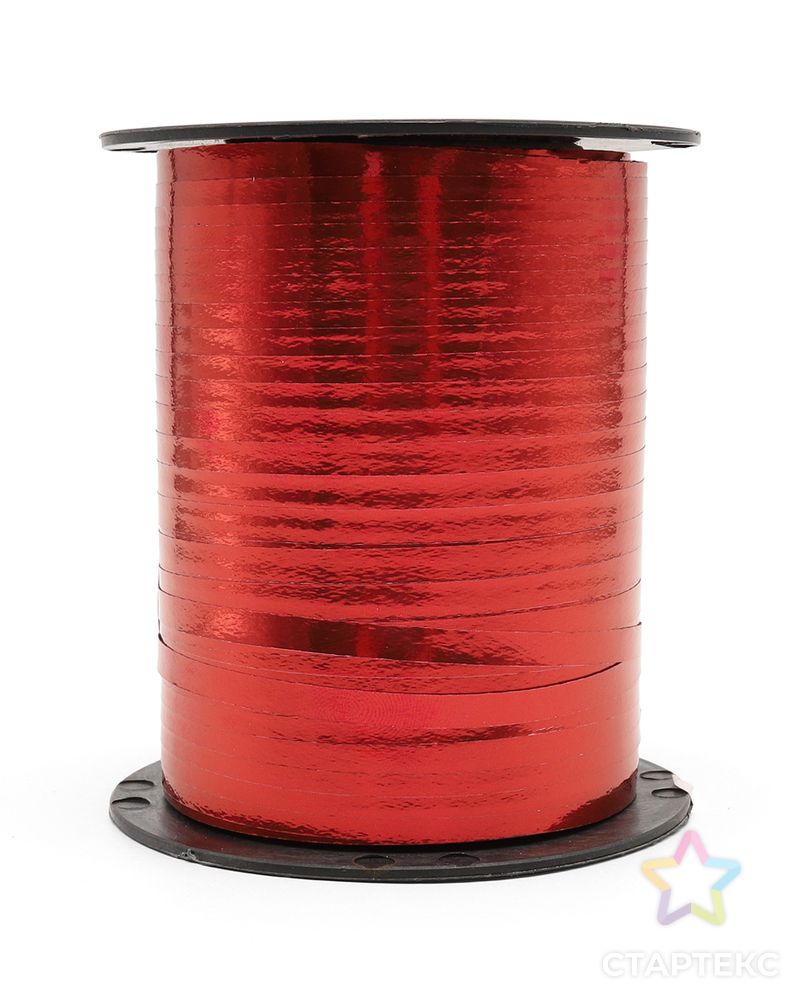 Лента упаковочная металлизированная (для шаров и подарков) 5мм*250м/бобина (красный металлик) арт. АРС-55181-1-АРС0001284003 3
