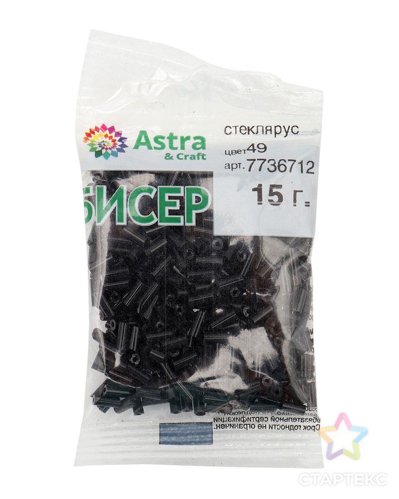 Стеклярус Astra&Craft 5мм, 15г (49 черный/непрозрачный) арт. АРС-55371-1-АРС0001277964 2