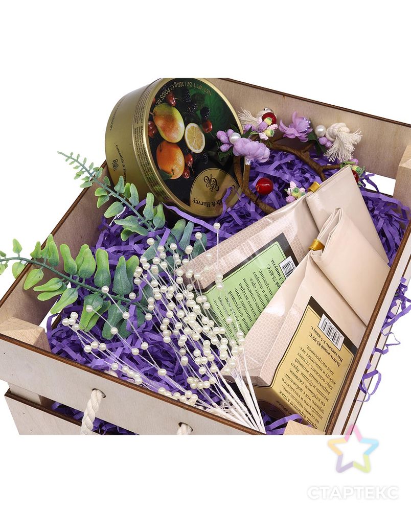 НА-023 Набор для оформления подарка 'Фиолет', ящик 25*30 см, белый арт. АРС-30809-1-АРС0001217168