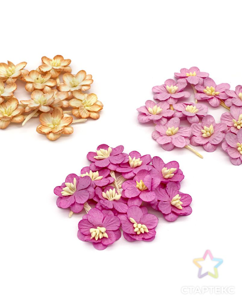 Набор цветки вишни из бумаги, персиковый, яркий розовый, нежная роза, 30 шт, Астра арт. АРС-31322-1-АРС0001230387 2