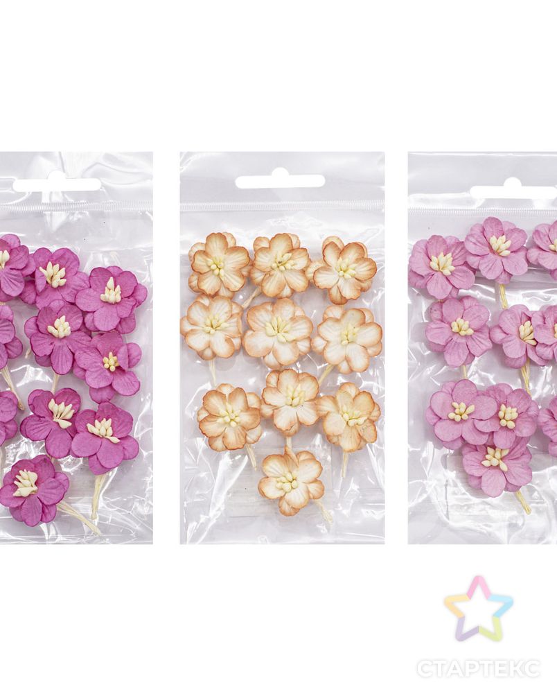 Набор цветки вишни из бумаги, персиковый, яркий розовый, нежная роза, 30 шт, Астра арт. АРС-31322-1-АРС0001230387 3