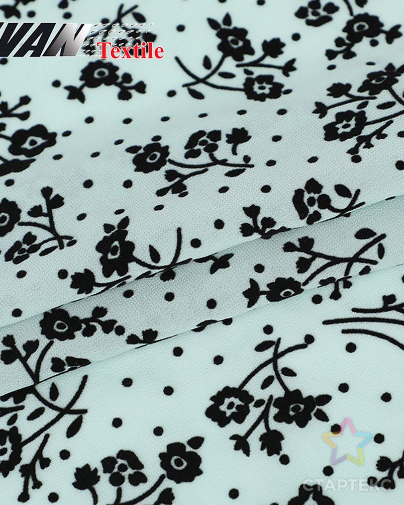 Винтажный модный материал платья 100 Полиэстер Тканый принт флокирующий цветочный шифон ткань арт. АЛБ-299-1-АЛБ001600150859798