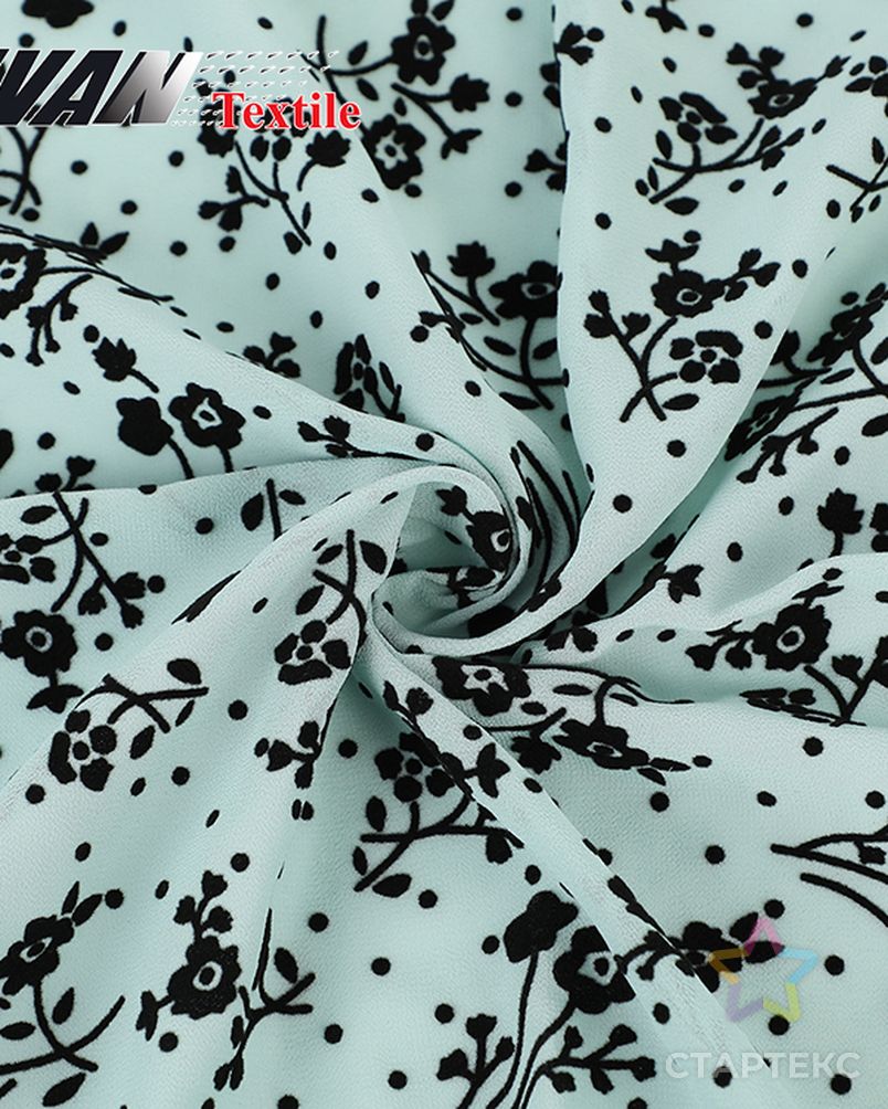 Винтажный модный материал платья 100 Полиэстер Тканый принт флокирующий цветочный шифон ткань арт. АЛБ-299-1-АЛБ001600150859798 4