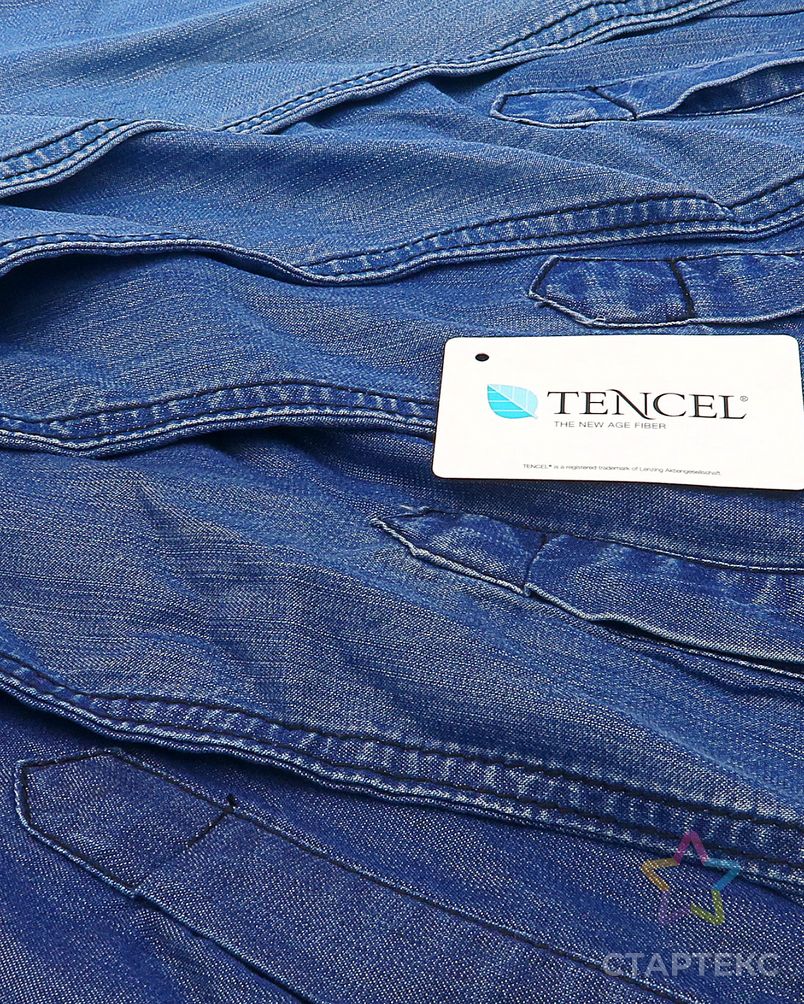 100% ткань для рубашек Tencel Lyocell, Потертая джинсовая ткань арт. АЛБ-335-1-АЛБ001600165676878 3