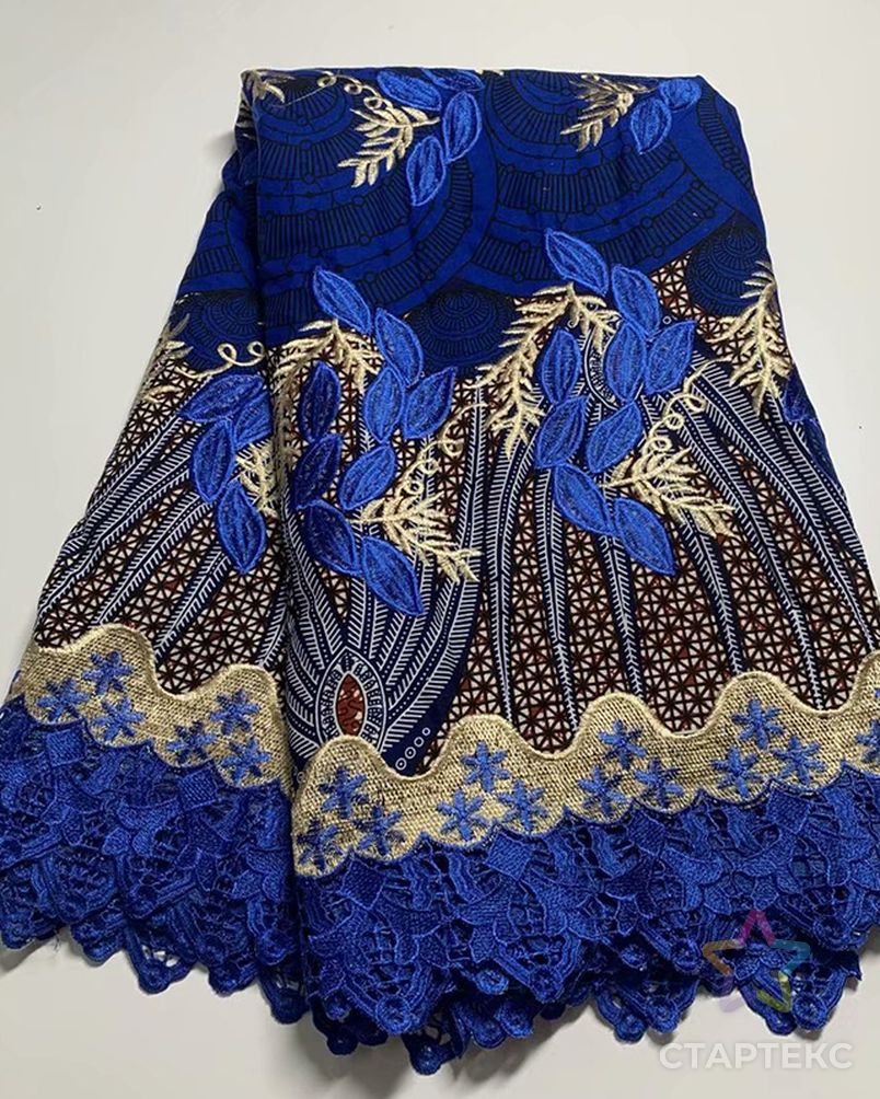 Sinyafashion ткань с африканскими восковыми принтами Анкары с вышивкой водорастворимое гипюровое кружево 6 ярдов арт. АЛБ-390-1-АЛБ001600190470112 7