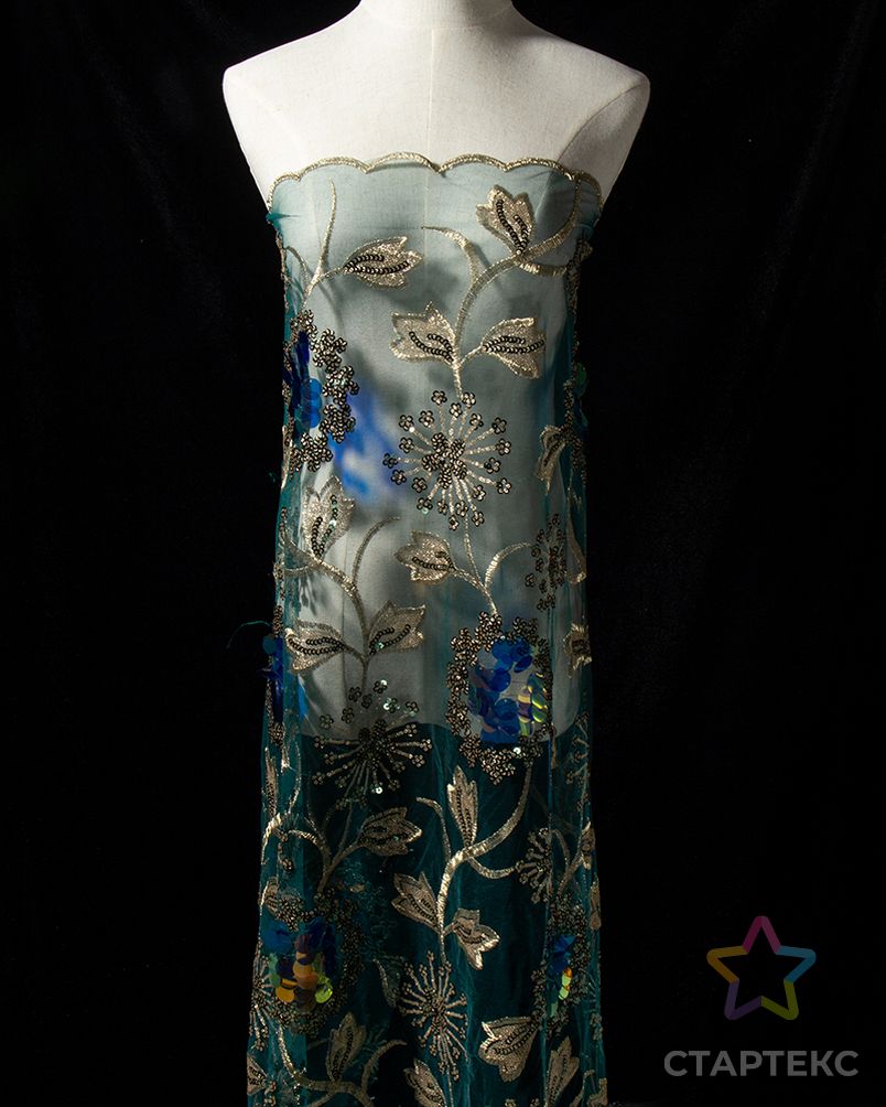 Высококачественная Золотая причудливая сетчатая вышивка с блестками, французская африканская кружевная ткань для официального платья, абайя, Дубай арт. АЛБ-561-1-АЛБ001600242713696
