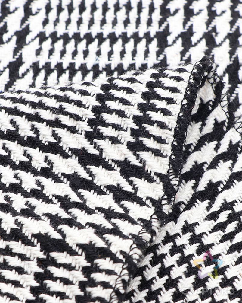 Оптовая продажа, Классическая черно-белая пряжа, окрашенная 100% полиэстер, клетчатая, жаккардовая, твидовая ткань для пальто арт. АЛБ-611-1-АЛБ001600259709891 6
